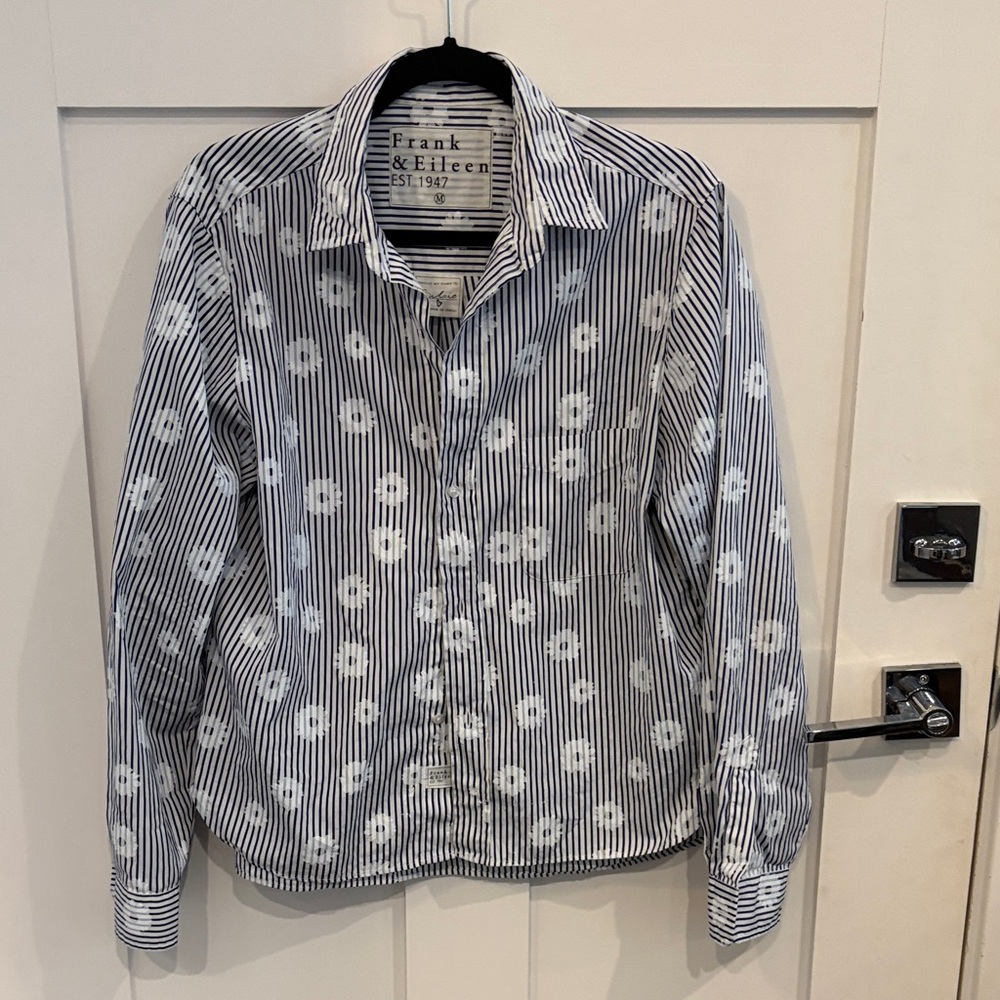 Frank & Eileen Striped Floral Button-Up